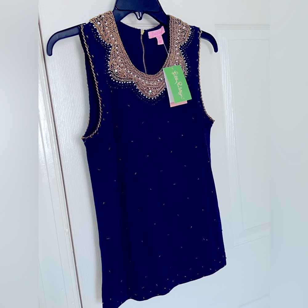 Beautiful Lilly Pulitzer Beaded Navy sweater. NWT